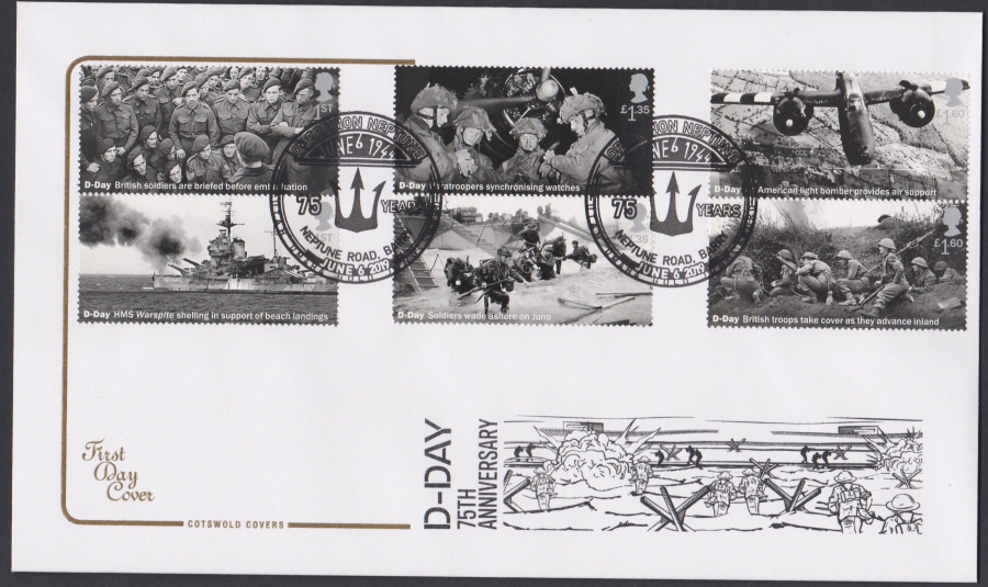 2019 FDC -D Day Set Cotswold FDC Neptune Road, Barry Postmark