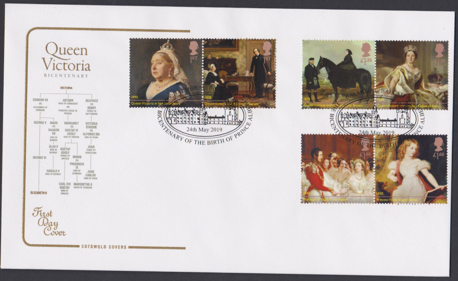 2019 Queen Victoria Bicentenary Set COTSWOLD FDC Birth of Prince Albert, Balmoral Postmark