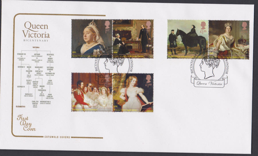 2019 Queen Victoria Bicentenary Set COTSWOLD FDC Windsor Postmark