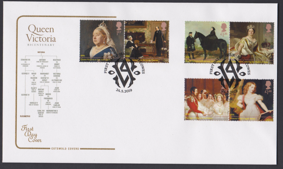 2019 Queen Victoria Bicentenary Set COTSWOLD FDC Buckingham Palace Road, London SW1W Postmark - Click Image to Close