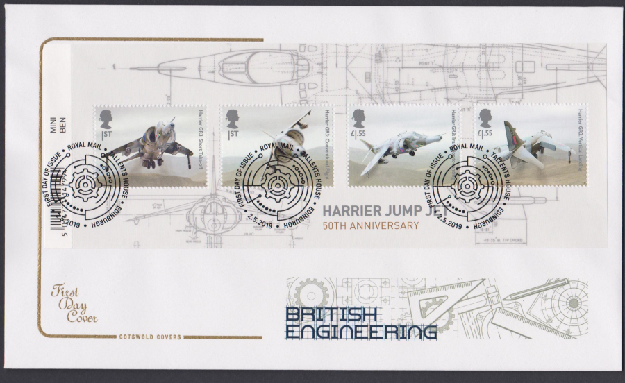 2019 British Engineering Mini Sheet COTSWOLD FDC F D I Tallents House, Edinburgh Postmark - Click Image to Close