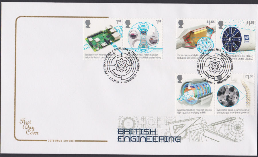 2019 British Engineering Set COTSWOLD FDC Tallents House, Edinburgh Postmark