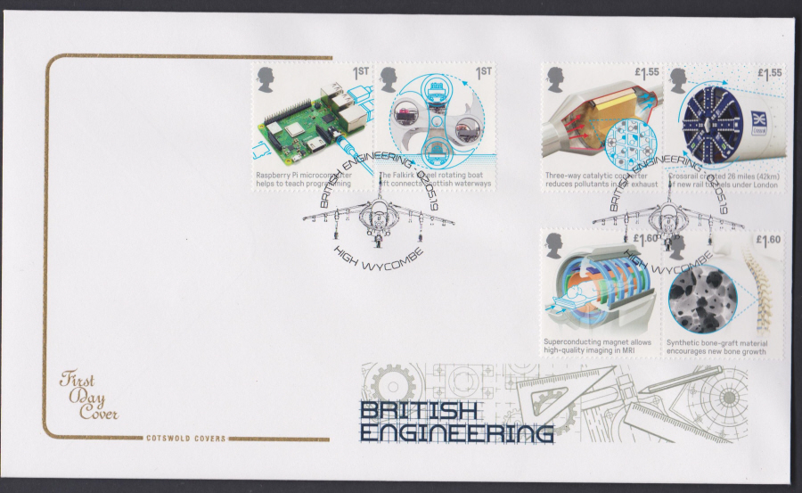 2019 British Engineering Set COTSWOLD FDC High Wycombe Postmark