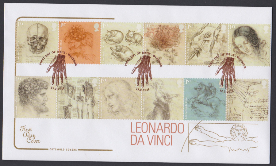 2019 Leonardo Da Vinci COTSWOLD FDC First Day of Issue Windsor Pictorial Postmark
