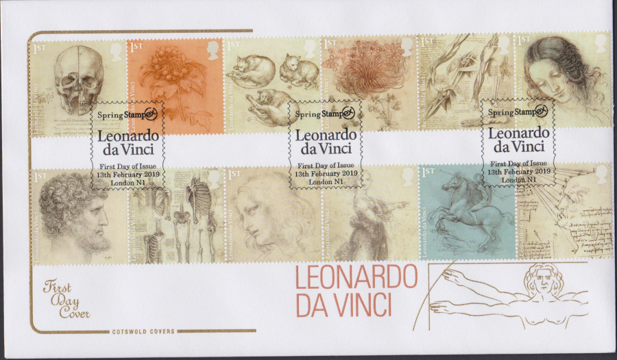 2019 Leonardo Da Vinci COTSWOLD FDC Spring Stampex London N1 Postmark