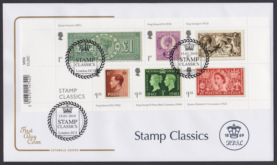 2019 FDC - Cotswold FDC Stamp Classics London EC4 Postmark