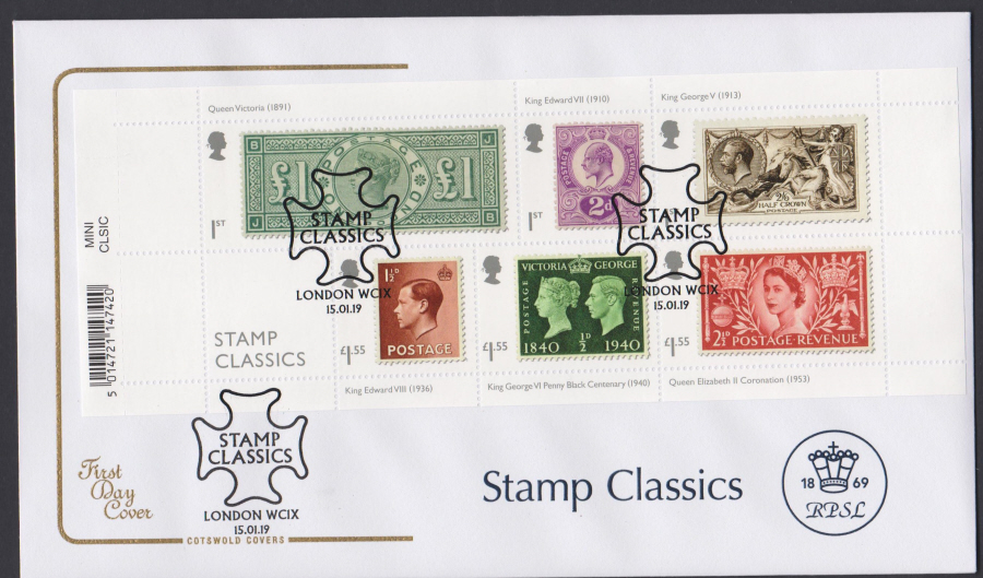 2019 FDC -Cotswold FDC Stamp Classics Cotswold FDC London WC1X Postmark - Click Image to Close
