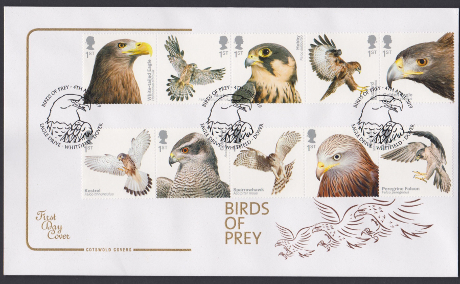 2019 FDC - Birds of Prey COTSWOLD FDC Eagle Drive, Whitfield, Dover Postmark - Click Image to Close