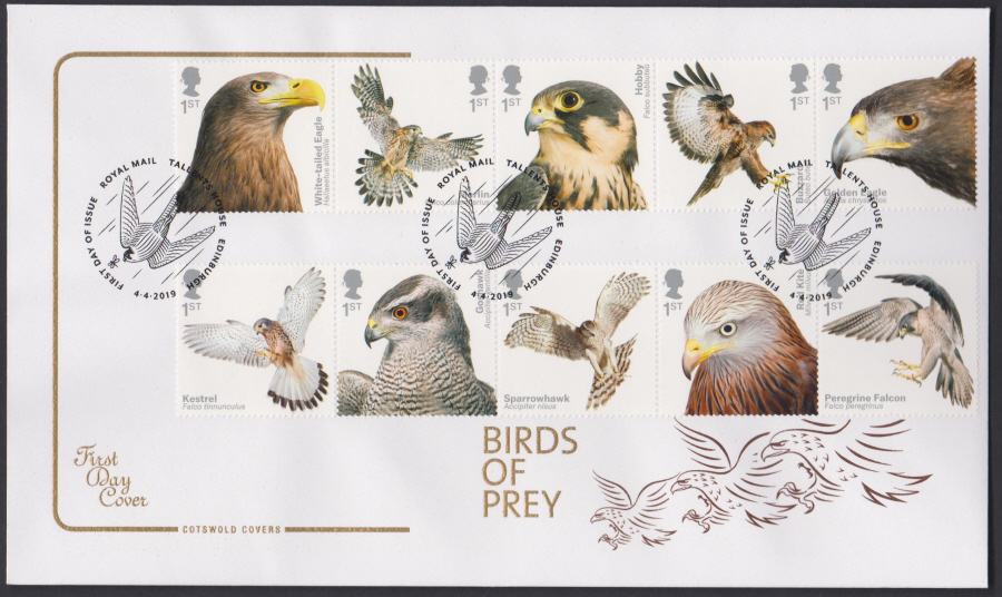 2019 FDC - Birds of Prey COTSWOLD FDC First Day of Issue Talents House,Edinburgh Postmark