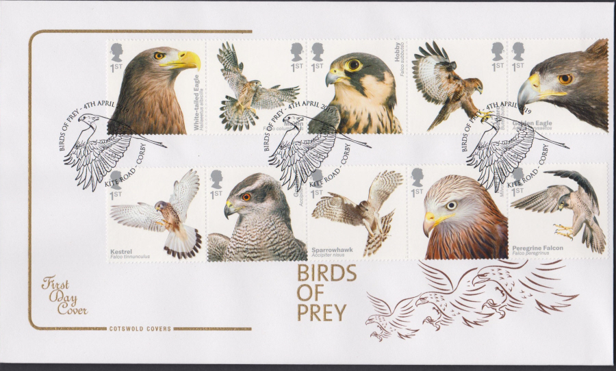2019 FDC - Birds of Prey COTSWOLD FDC Kite Road,Corby Postmark