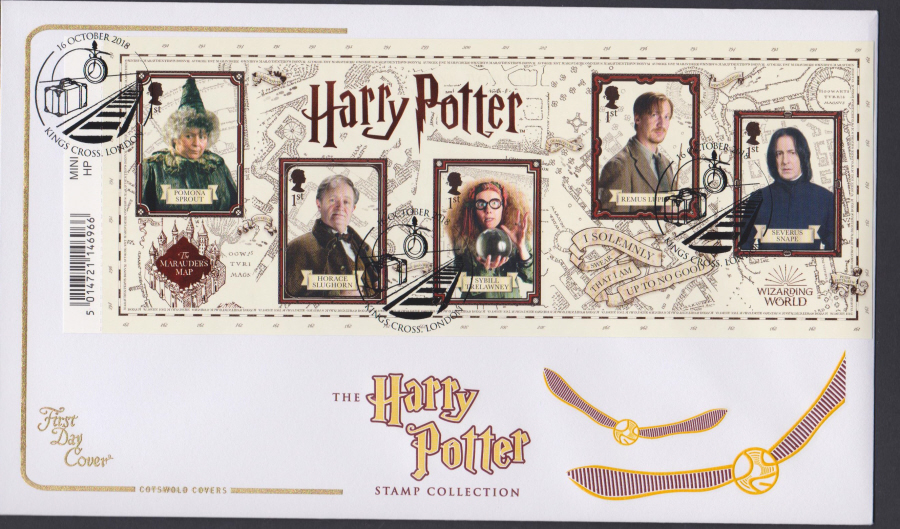 2018 FDC - COTSWOLD Harry Pottter Mini Sheet .- Kings Cross, London Postmark