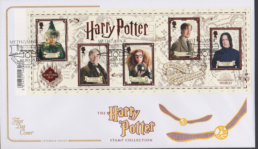 2018 FDC -COTSWOLD Harry Pottter Mini Sheet .- Myths & Magic Goathland, Whitby Postmark