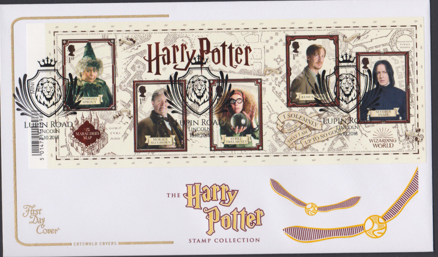 2018 FDC - COTSWOLD Harry Pottter Mini Sheet .- Lubin Road Lincoln Postmark - Click Image to Close