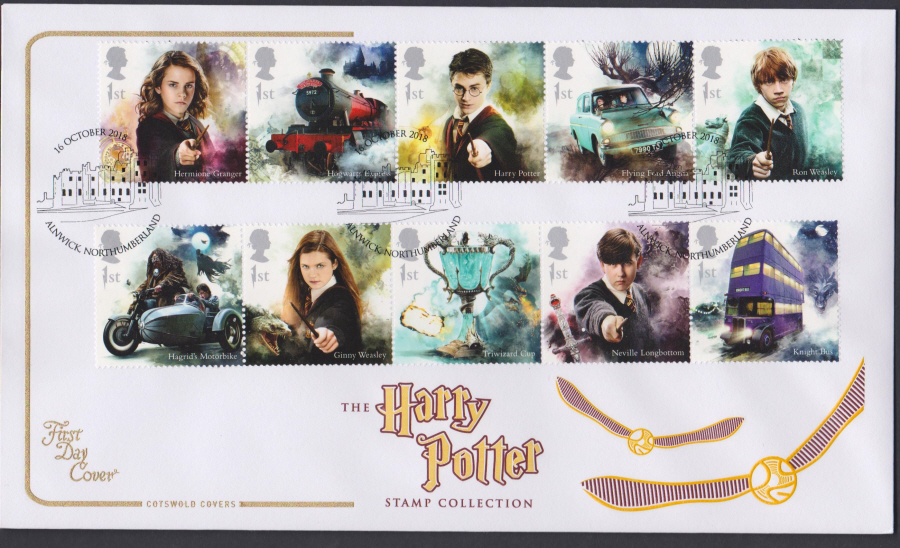 2018 FDC - Cotswold Harry Pottter Set.- Alnwick, Northumberland Postmark - Click Image to Close