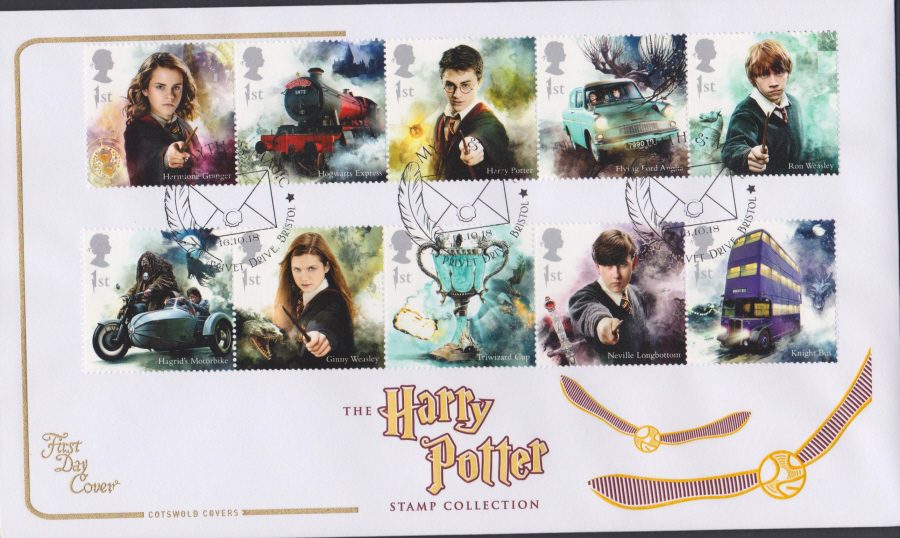 2018 FDC - Cotswold Harry Pottter Set.- Privit Drive,Bristol Postmark - Click Image to Close