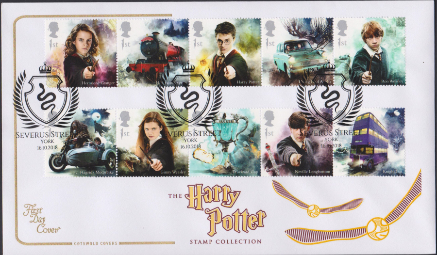 2018 FDC -Cotswold Harry Pottter Set.- Severus Street York Postmark - Click Image to Close