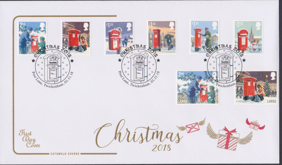 2018 FDC - Cotswold Christmas Set - Post Lane, Twickenham Postmark