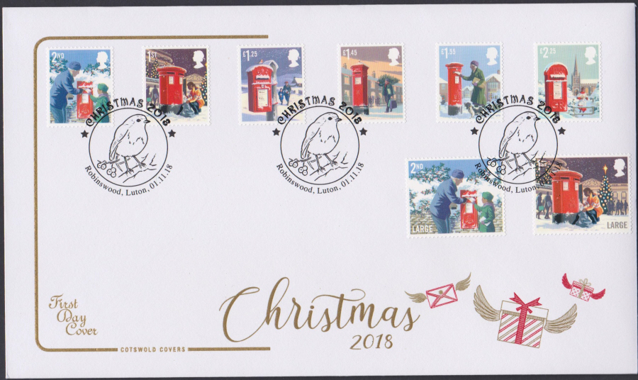 2018 FDC - Cotswold Christmas Set - Robinswood, Luton Postmark
