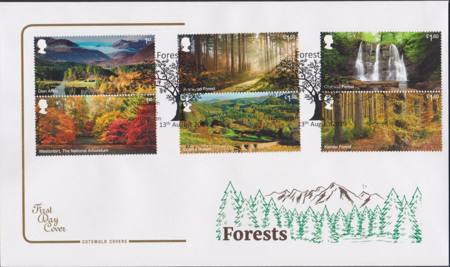 2019 Forests COTSWOLD FDC Sherwood, Nottingham Postmark