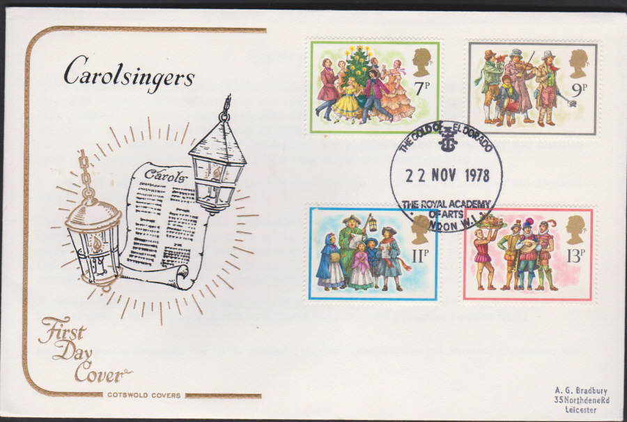 1978 Cotswold FDC Christmas :- Royal Academy of Arts London W1 Postmark