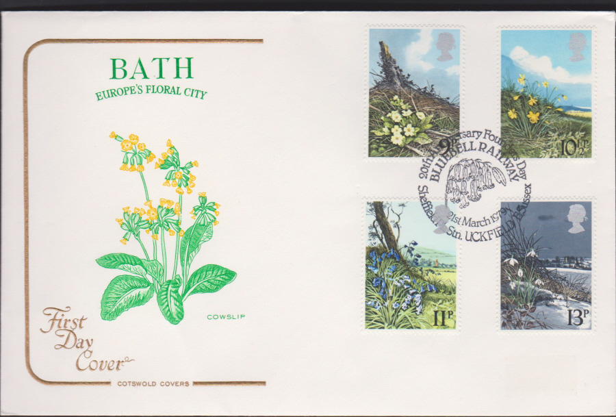 1979 Cotswold FDCBritish Flowers:- Bluebell Railway Uckfield Postmark