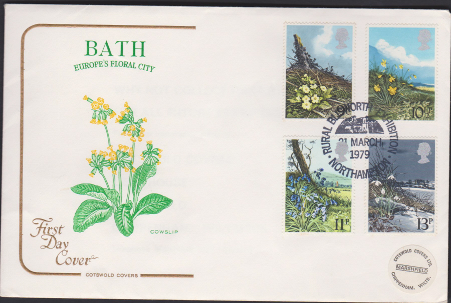 1979 Cotswold FDC British Flowers:- Bellworth Exhibition,Northampton Postmark