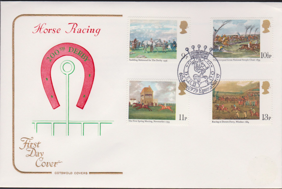 1979 Cotswold FDC Horse Racing :-Derby 200 Epsom Postmark