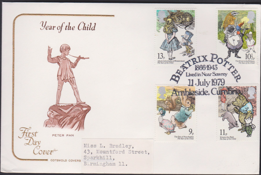 1979 Cotswold FDC Year of the Child :- Beatrix Potter,Ambleside,Cumbria Postmark