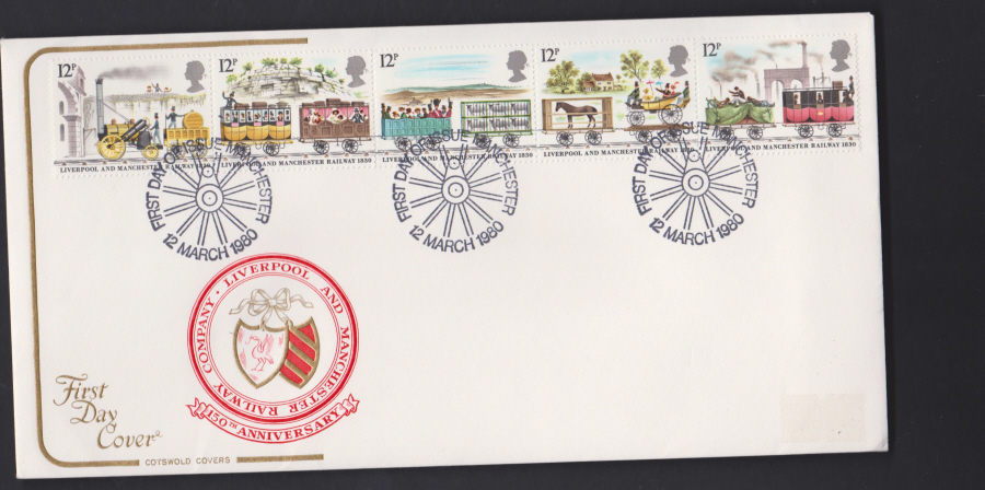 1980 Cotswold FDC Liverpool & Manchester Railway :-First Day of Issue, Manchester Postmark