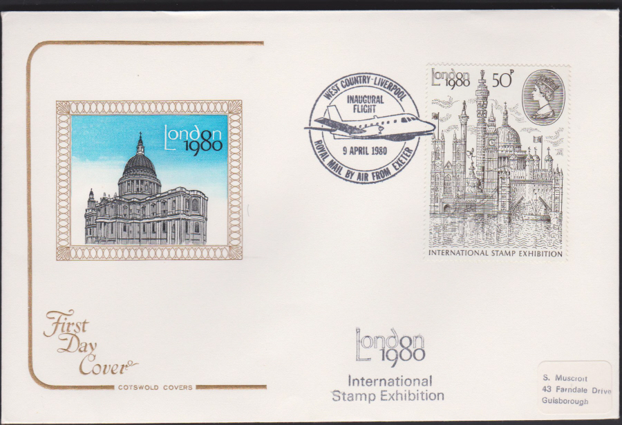 1980 Cotswold FDC London 1980 Stamp Exhibition :-West Country - Liverpool Postmark - Click Image to Close