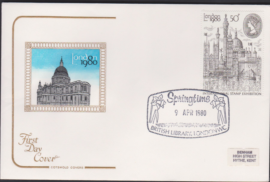 1980 Cotswold FDC London 1980 Stamp Exhibition :-British Library London W C Postmark