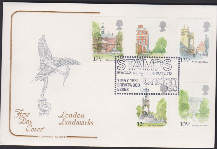 1980 Cotswold FDCLondon Landmarks :-Stamps Magazine Brentwood, Essex Postmark