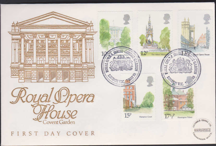 1980 Cotswold OFFICIAL FDC London Landmarks :- Royal Opra House,London W C Postmark