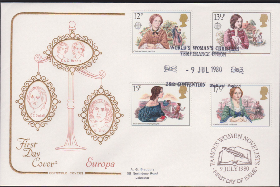 1980 Cotswold FDC Famous Women :-World's Wooman's Christain Temperance Union, Sheffield Postmark