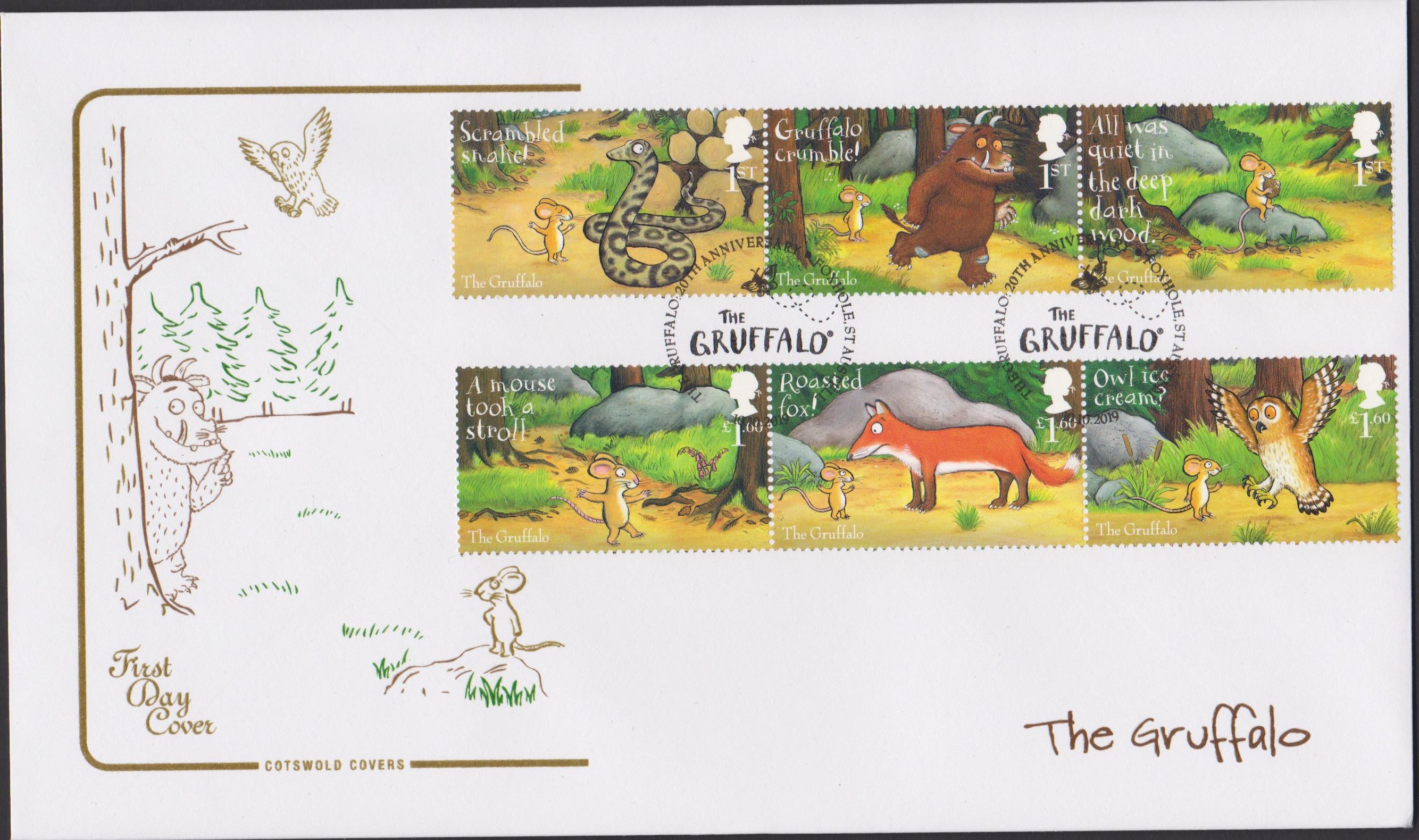 2019 FDC -Gruffalo Set FDC Foxhole, St Austell Postmark