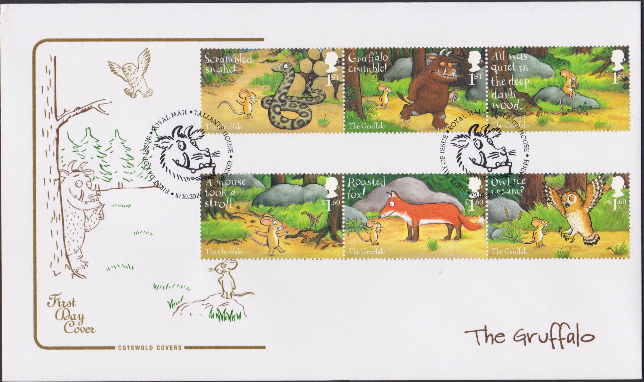 2019 FDC -Gruffalo Set FDC F D I Tallents House, Edinburgh Postmark