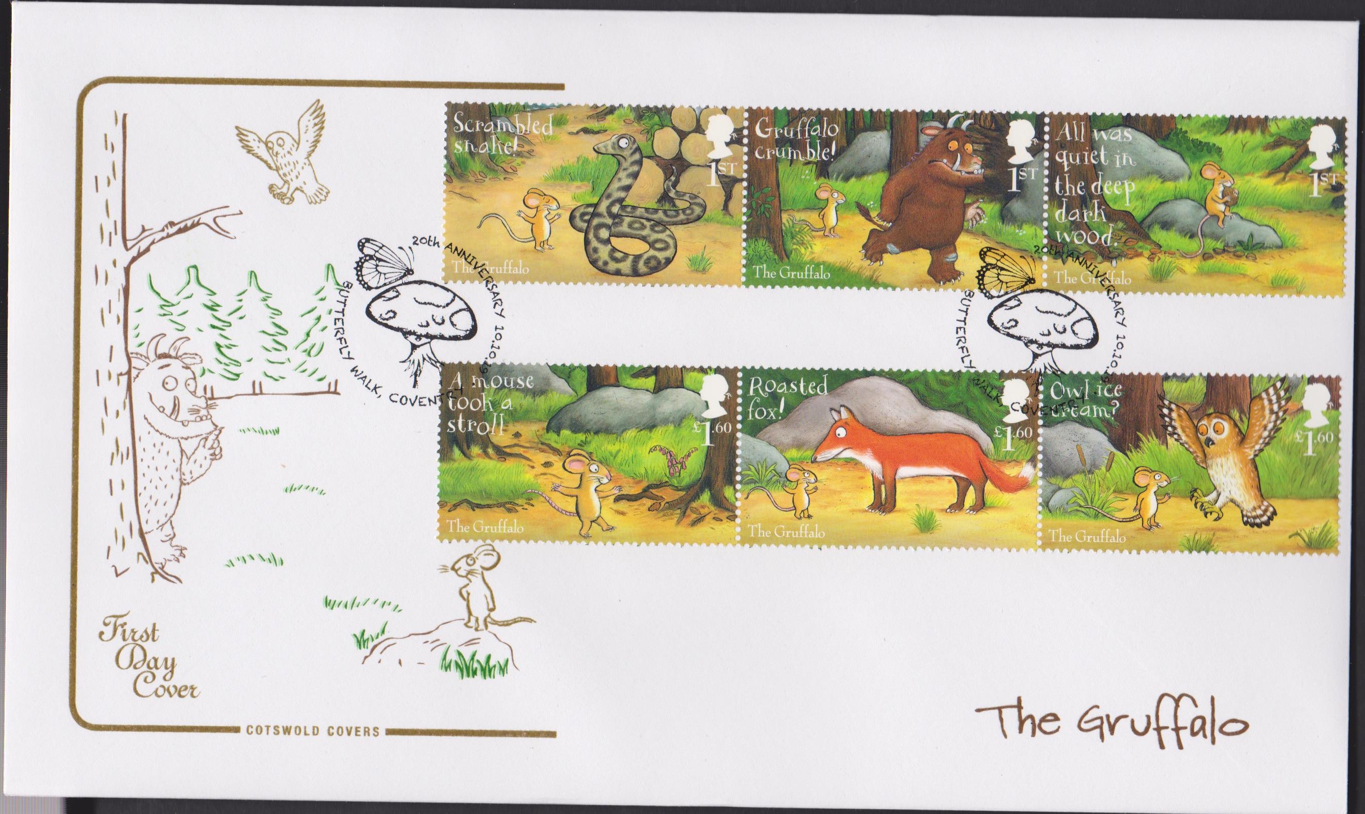 2019 FDC -Gruffalo Set FDC Butterfly Walk, Coventry Postmark