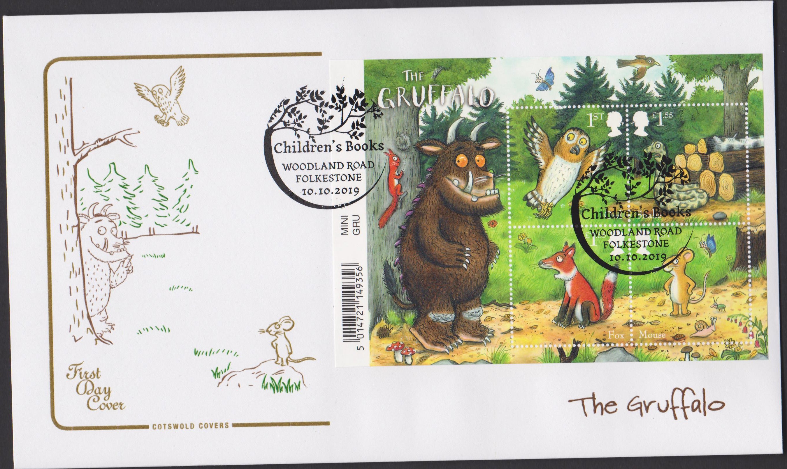 2019 FDC -Gruffalo Set FDC Woodland Road, Folkestone Postmark