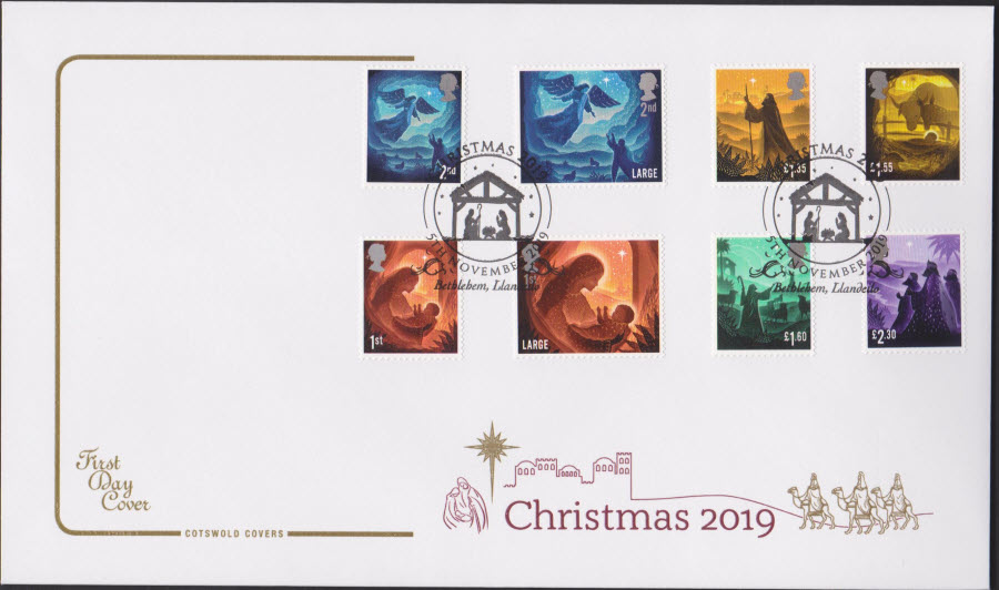 2019 FDC -Cotswold Christmas Set FDC Bethlehem, Llandeilo Postmark