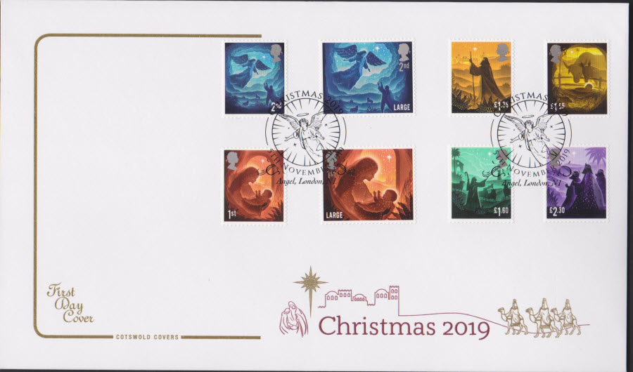 2019 FDC -Cotswold Christmas Set FDC Angel,London N1 Postmark - Click Image to Close