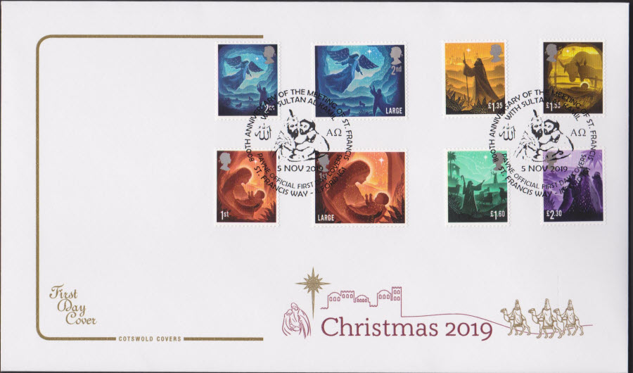 2019 FDC -Cotswold Christmas Set FDC St Frances Way, Ilford Postmark