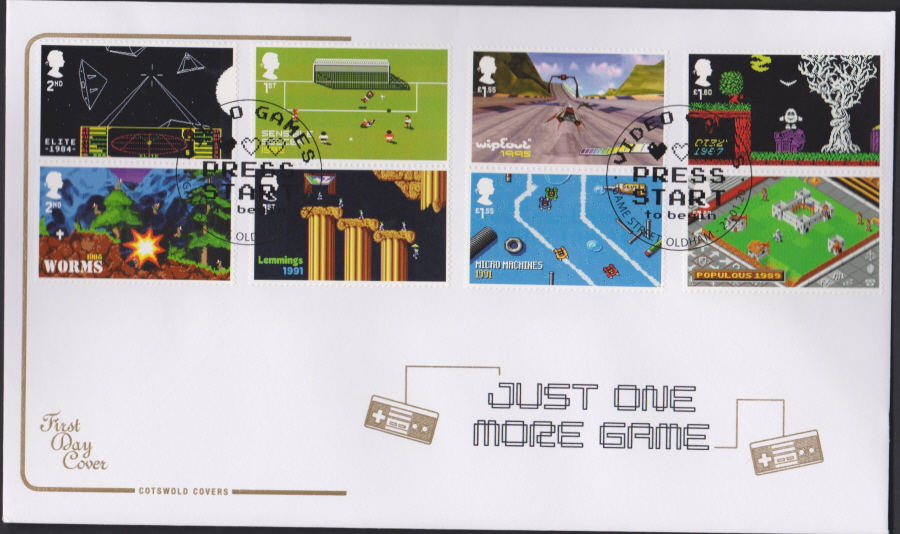 2020 Cotswold FDC - Video Games SET- Game Street, Oldham Postmark