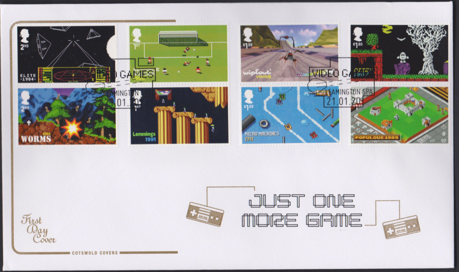2020 Cotswold FDC - Video Games SET- Leamington Spa Postmark - Click Image to Close