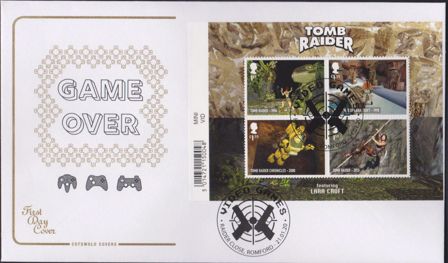 2020 Cotswold FDC - Video Games Mini Sheet- Raider Close,Romford Postmark - Click Image to Close