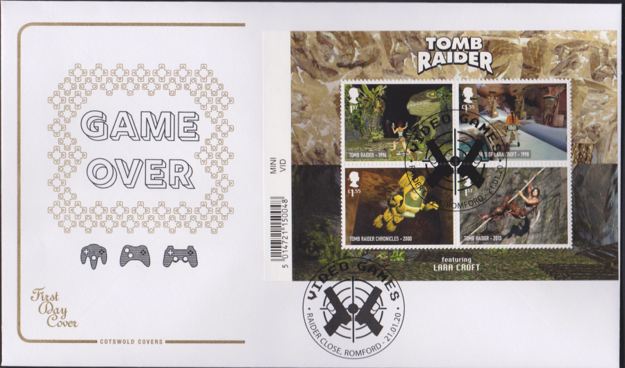 2020 Cotswold FDC - Video Games Mini Sheet- Raider Close,Romford Postmark