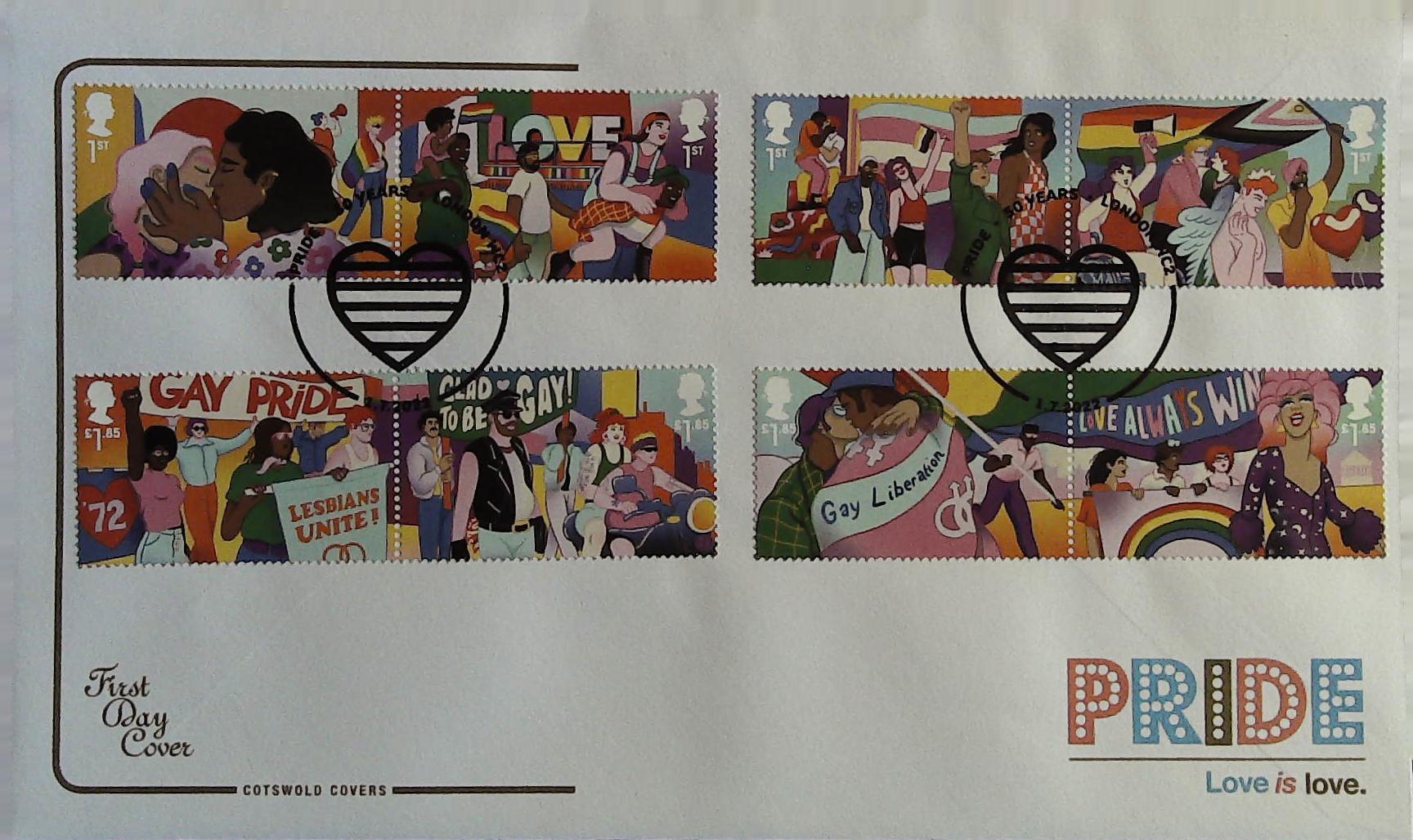 2022 PRIDE - COTSWOLD FDC - PRIDE 50YEARS LONDON WC2 Postmark