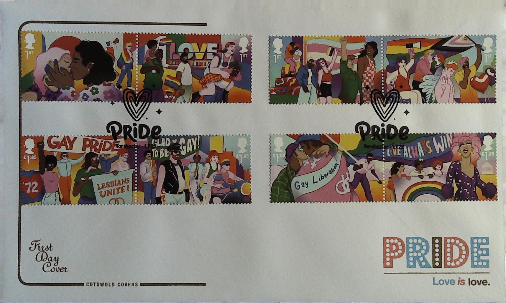 2022 PRIDE - COTSWOLD FDC -Machester (Heart) Postmark