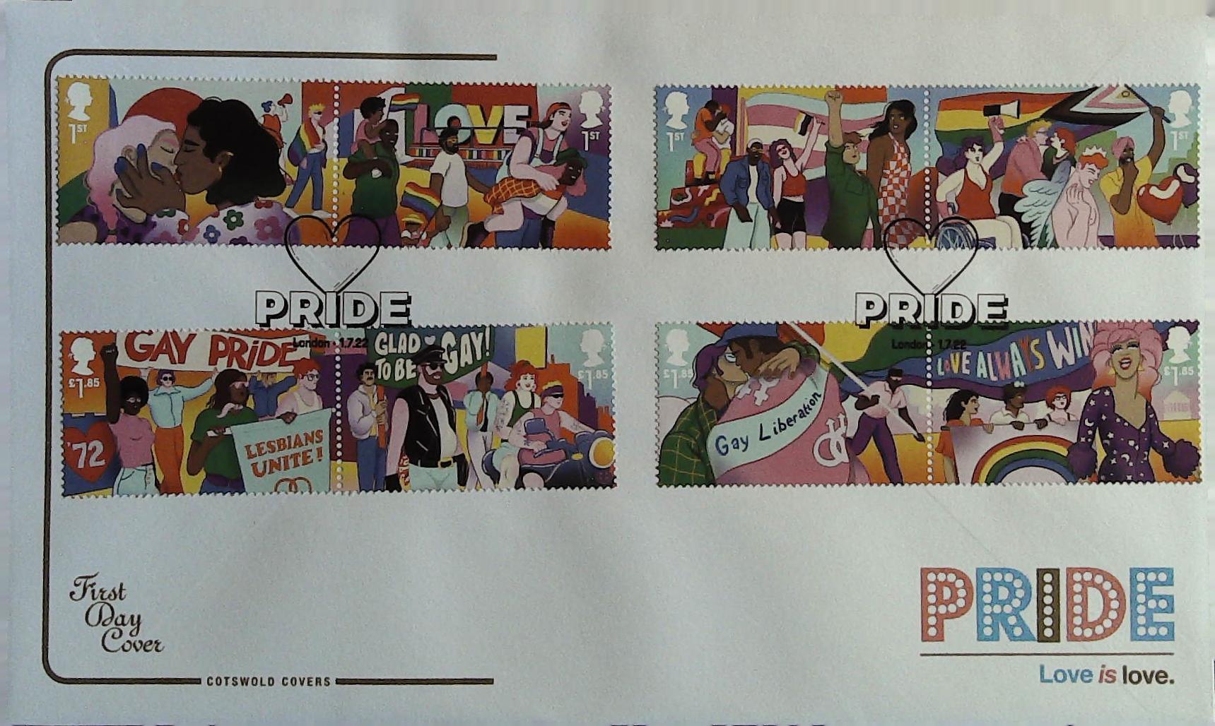 2022 PRIDE - COTSWOLD FDC - HEART LONDON Postmark