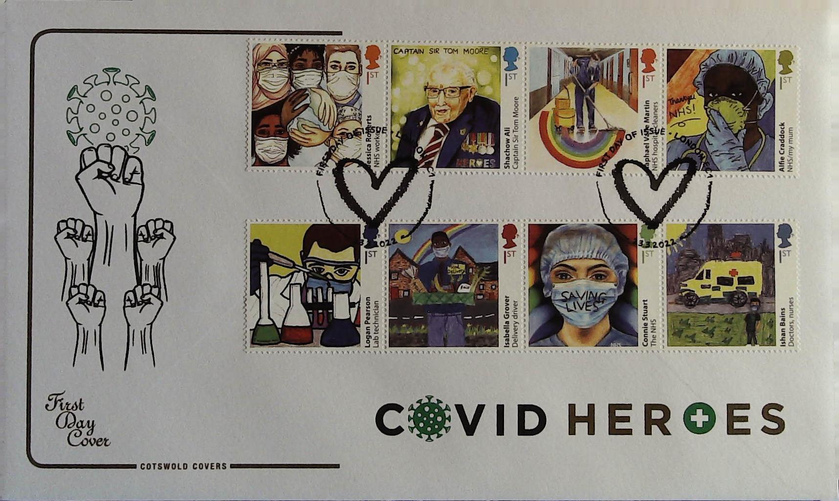 2022 COVID HEROES - COTSWOLD FDC -FIRST DAY OF ISSUE LONDON EC1 POSTMARK