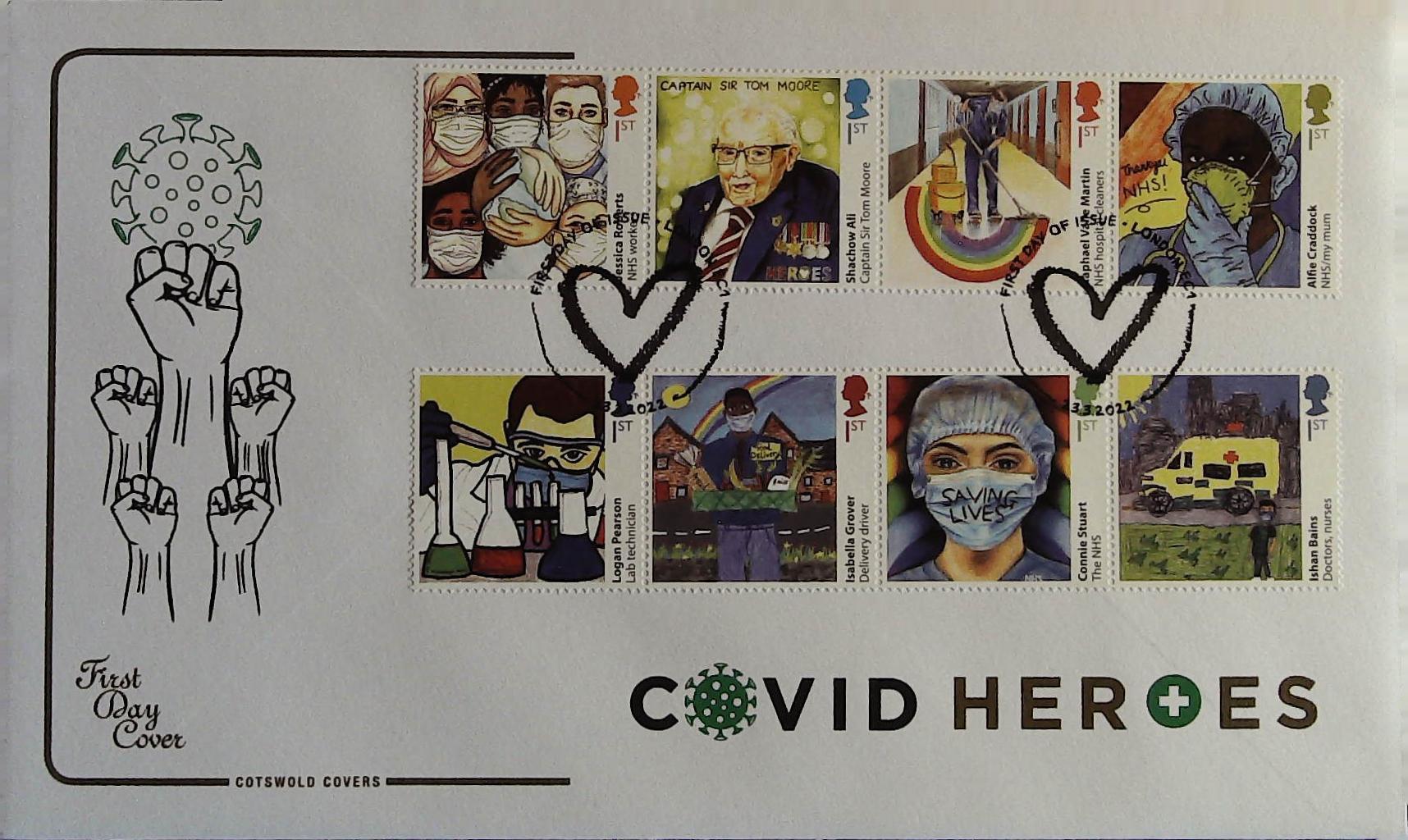 2022 COVID HEROES - COTSWOLD FDC -FIRST DAY OF ISSUE LONDON EC1 POSTMARK